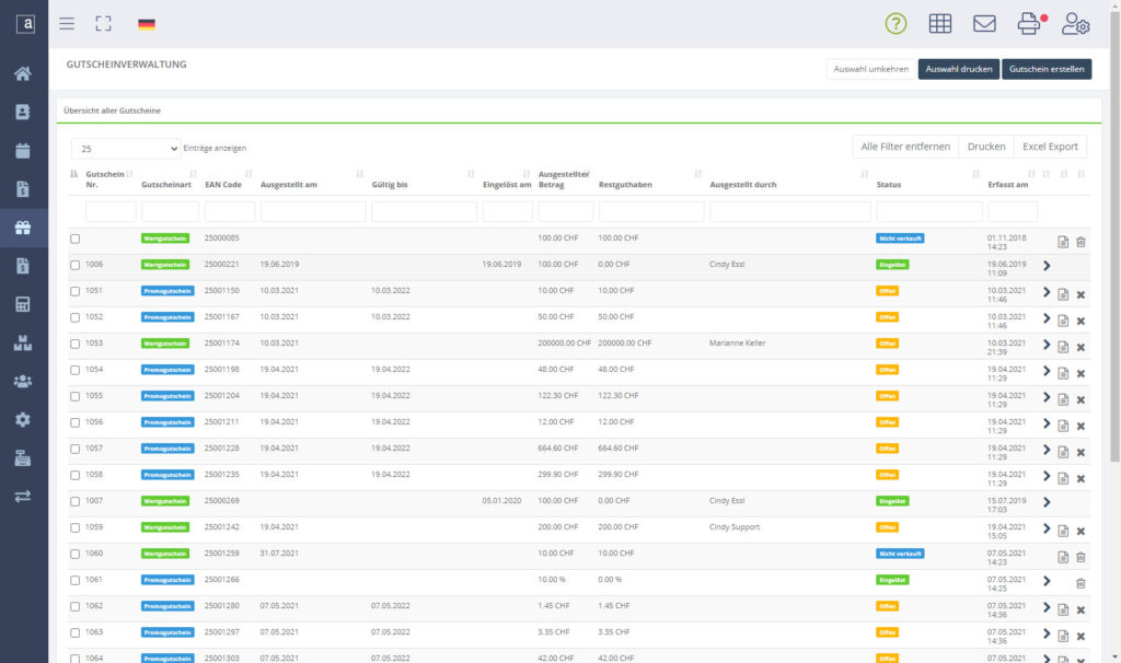 Gutscheinverwaltung