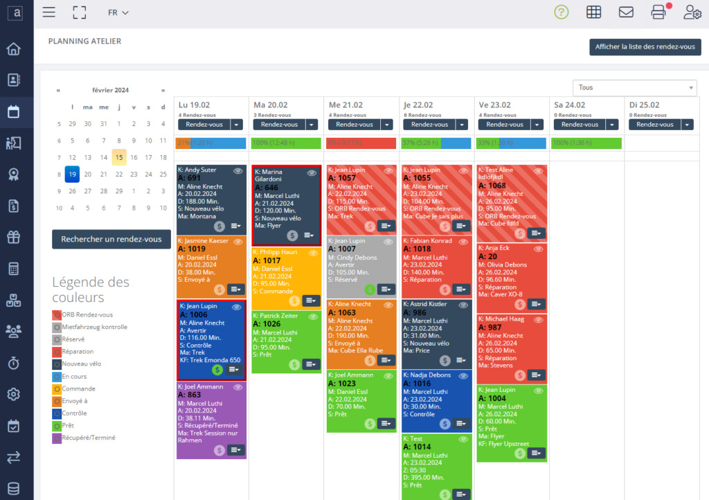 Planning Atelier avec vue d’ensemble